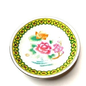 Lovely Oriental Hand Painted
Small Bowl dish Pink Orange Green Flowers # 13